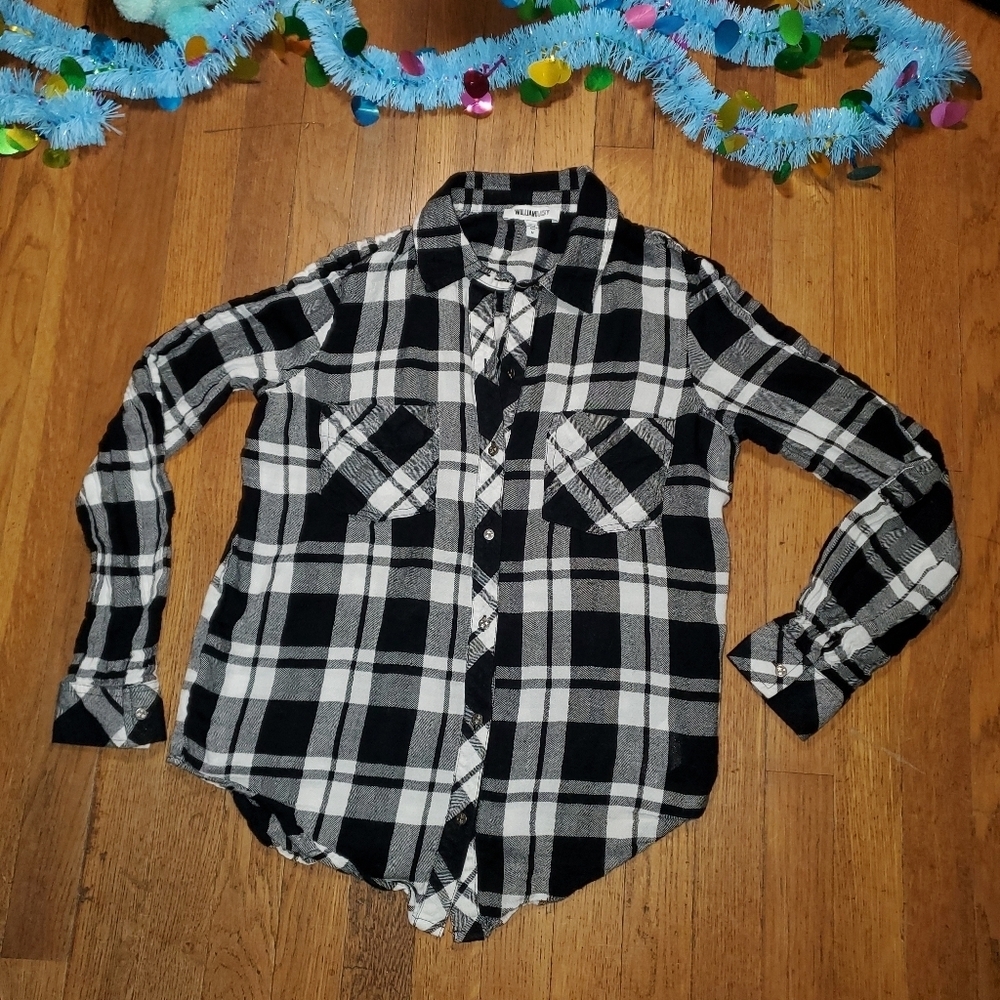 William Rast Black and White Plaid Button Down Shirt Carina